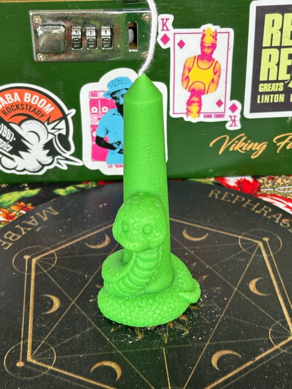 Green Snake Candle – Hand Poured Spell Candle – Protection, Transformation, Grow